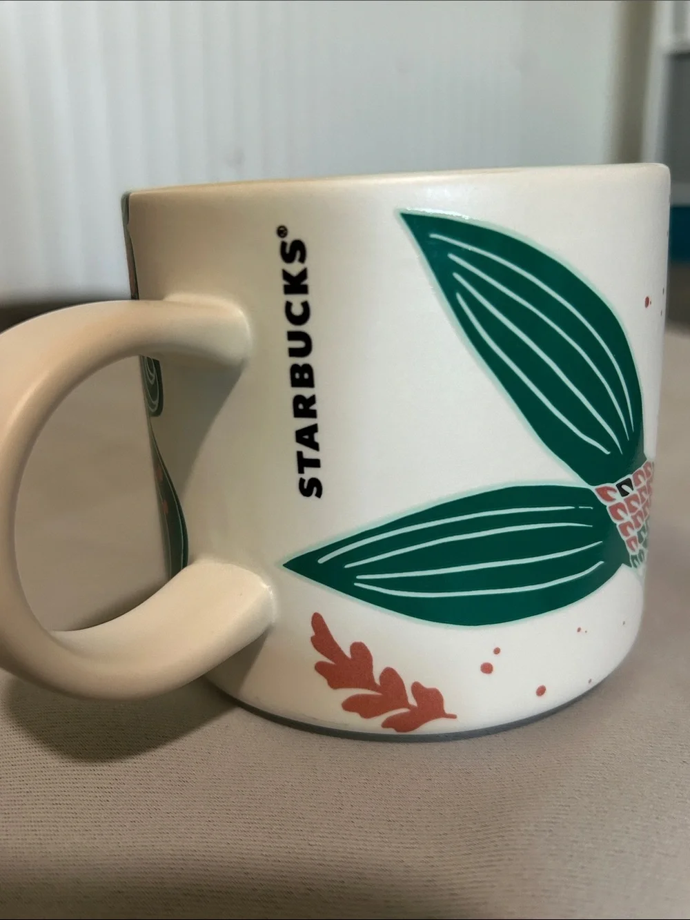 Starbucks White Ceramic Logo Mug w/ beautiful teal & rose gold accent mermaid - Picture 9 of 10